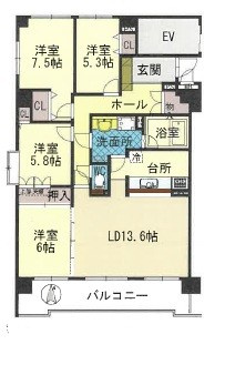 コープ野村あいの里エスパシオ壱番館の間取り