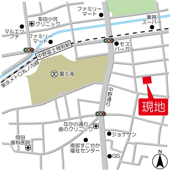 【地図】ラクラス中野富士見町