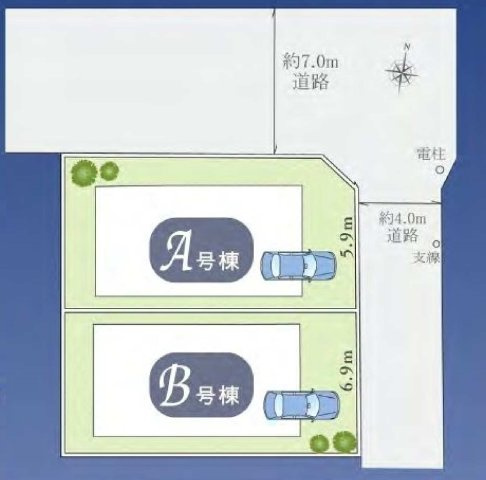 【横浜市南区六ツ川4丁目1230-21全2棟新築戸建て】★仲介手数料無料★（六つ川西小学校・六ツ川中学校）の区画図