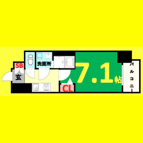 S-RESIDENCE熱田一番　名古屋市賃貸　仲介手数料無料の間取り