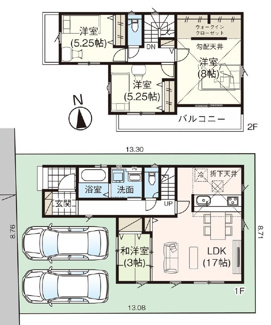 【間取り】 | 北足立郡伊奈町大針　全１棟 | 間取図　※インナーバルコニー1.66平米含む