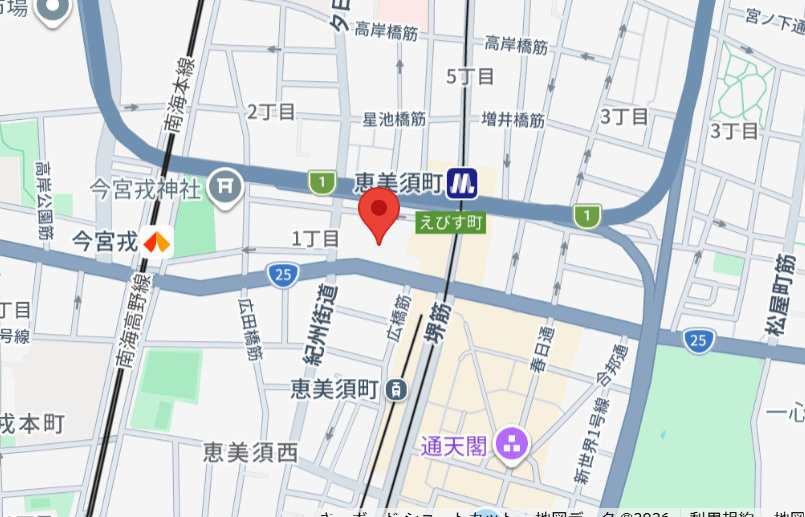 大阪市浪速区恵美須西１丁目の賃貸マンションの地図