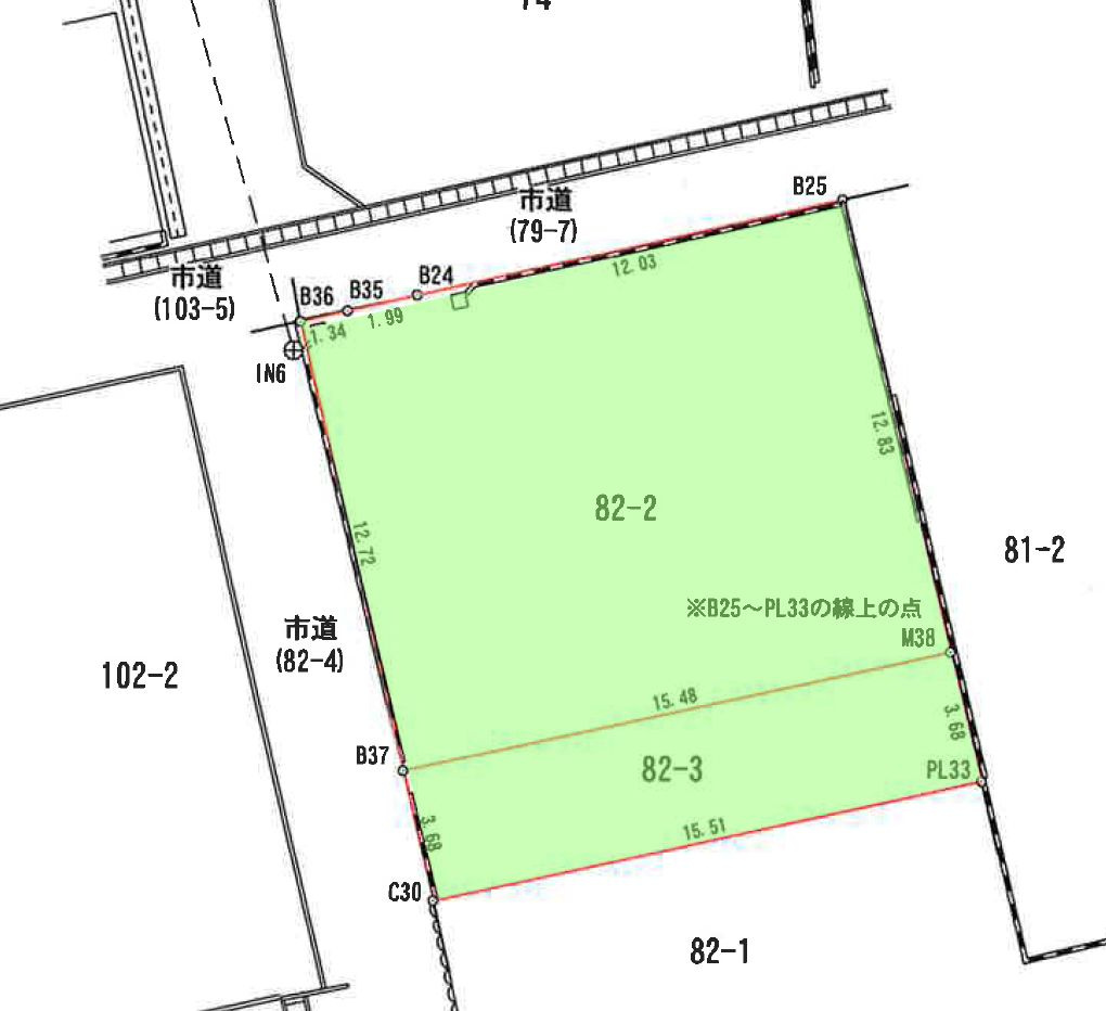 久留米市南4丁目　売り土地の区画図
