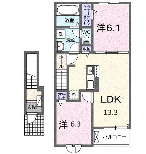 カメリア　塩川　Ｂの間取り