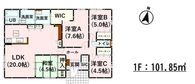 よかタウン／菊陽町武蔵ヶ丘北1期／１号棟の間取り