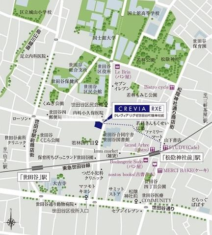 【地図】クレヴィアリグゼ世田谷松陰神社前 