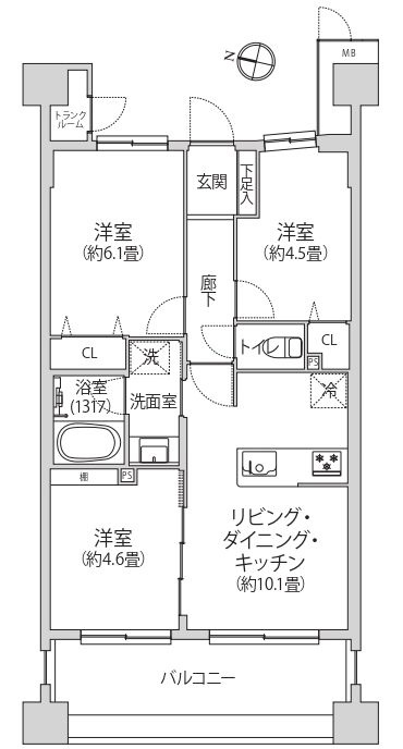 ライオンズプラザ西葛西の間取り|12階部分・日当たり・通風・眺望良好（スカイツリーが望めます）新規リノベーション施工が完了いたしましたのでいつでも内覧が可能です。安心のアフターサービス保証付きですのでご購入後も安心して暮らせます。