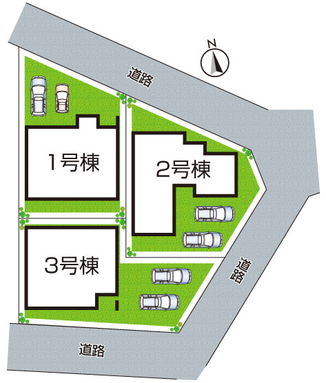 ■枚方市招提大谷　新築一戸建ての区画図|全3区画