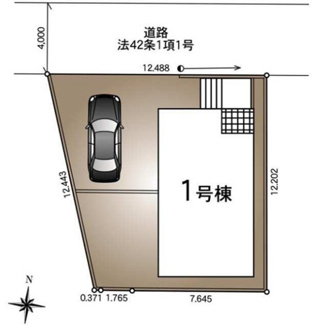 【区画図】 | 中央区淵野辺本町1丁目  1号棟 第36 | 北側約4.0ｍ公道　駐車1台（車種によります）　敷地面積41.0坪