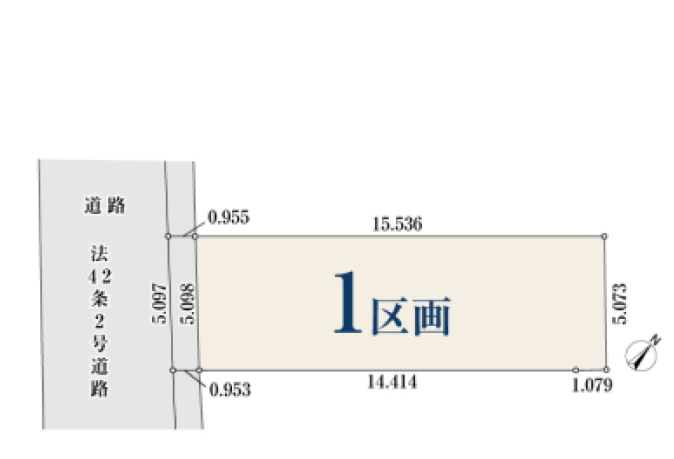 和光市白子2丁目　建築条件付き売地　土地分譲可能の区画図|道路側からのアプローチも取りやすく、敷地形状を活かしたプランニングが可能な1区画。