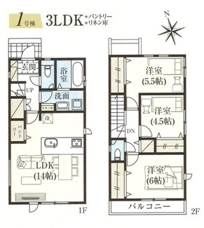 【間取り】 | 府中市新町２丁目　全３棟　１号棟　仲介手数料無料