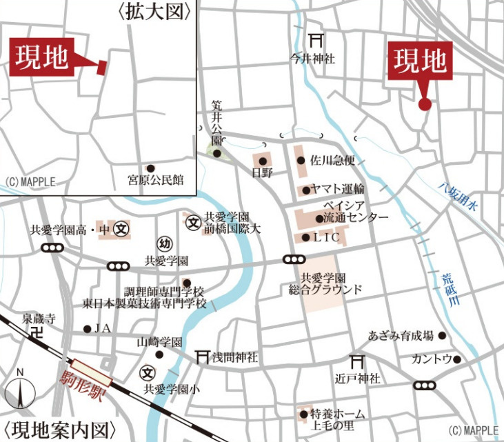 【新築】前橋市上増田町第3　限定１棟　リーブルガーデン　新築建売の地図