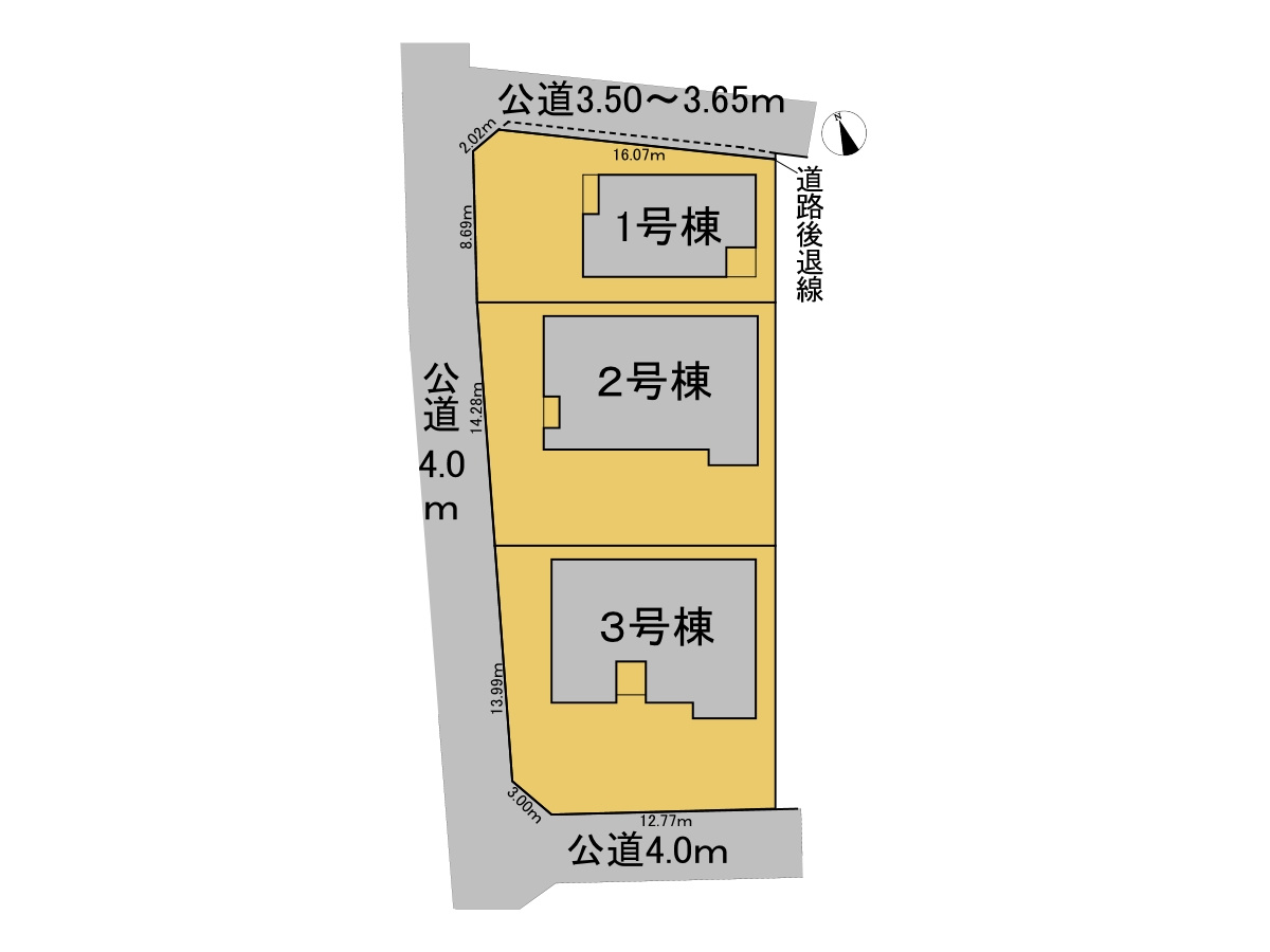 リーブルガーデン　岐阜市下奈良2丁目　全3区画分譲の区画図|■区画図
■YAMADA電機の　ヤマダ不動産　株式会社リライフ　
いつでもお問合わせ下さい。
