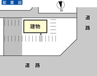 【外観】 | 春風台Iテナント | グレーの部分の駐車場は契約区画に含まれません。