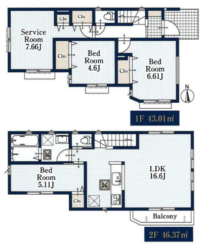 【横浜市南区中里4丁目12-28全2棟新築戸建て】★仲介手数料無料★（別所小学校・南が丘中学校）の間取り