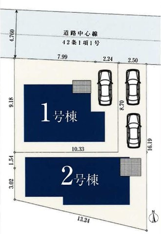【横浜市南区中里4丁目12-28全2棟新築戸建て】★仲介手数料無料★（別所小学校・南が丘中学校）の区画図