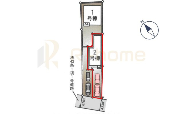 守谷市本町第12　新築戸建て　2号棟の区画図|大きなお買い物だからこそ、メリット・デメリットを伝えさせて頂きます。
R-homeにお任せください♪