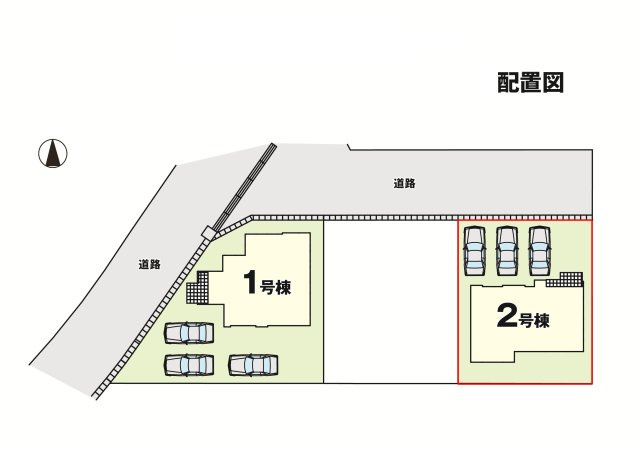 郡山市東原２丁目　　　  ２号棟　　　富田東小学校、富田中学区　の区画図