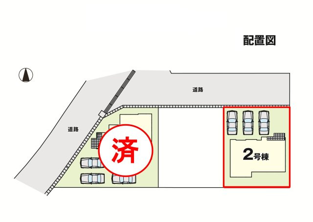 郡山市東原２丁目　　　  ２号棟　　　富田東小学校、富田中学区　の区画図
