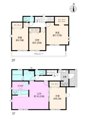 「全居室南向き」高知市介良乙10期3棟2号棟の間取り|LDK横に居室を配置した、使いやすい間取り。2階は全室収納付き。家族それぞれの空間もしっかり確保。