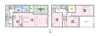 【間取り】 | 中央市西花輪 新築戸建全4棟 4号棟 車並列3台 敷地93坪 | 4号棟間取り