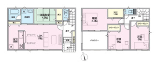 【間取り】 | 中央市西花輪 新築戸建全4棟 3号棟 車並列3台 敷地82坪 | 3号棟間取り