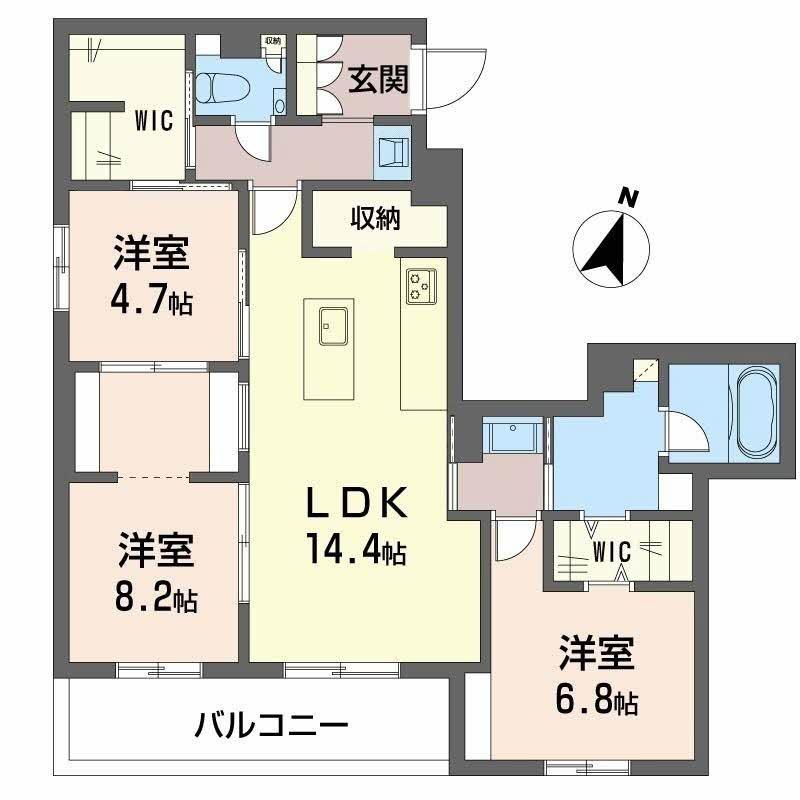 福岡市中央区今川２丁目の賃貸マンションの間取り|プレミアス大濠西 A0201号-15