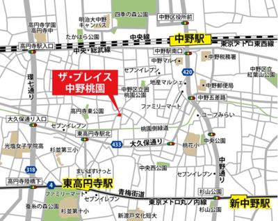 【地図】 | ザ・プレイス中野桃園