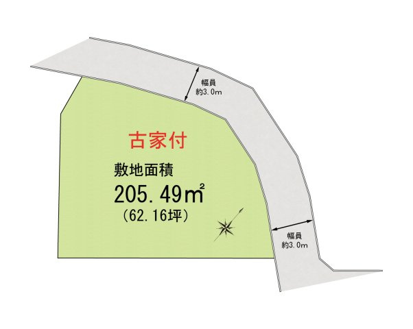 岸和田市土生町　古家付き土地の土地図