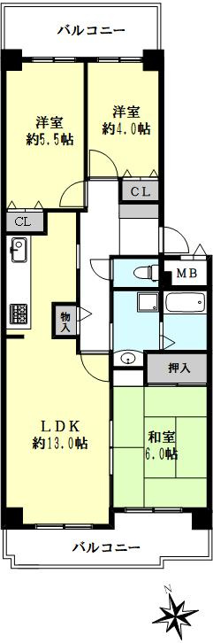 西舞子パークホームズ４号棟の間取り