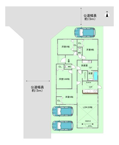 小野市神明町　1期2号棟の区画図