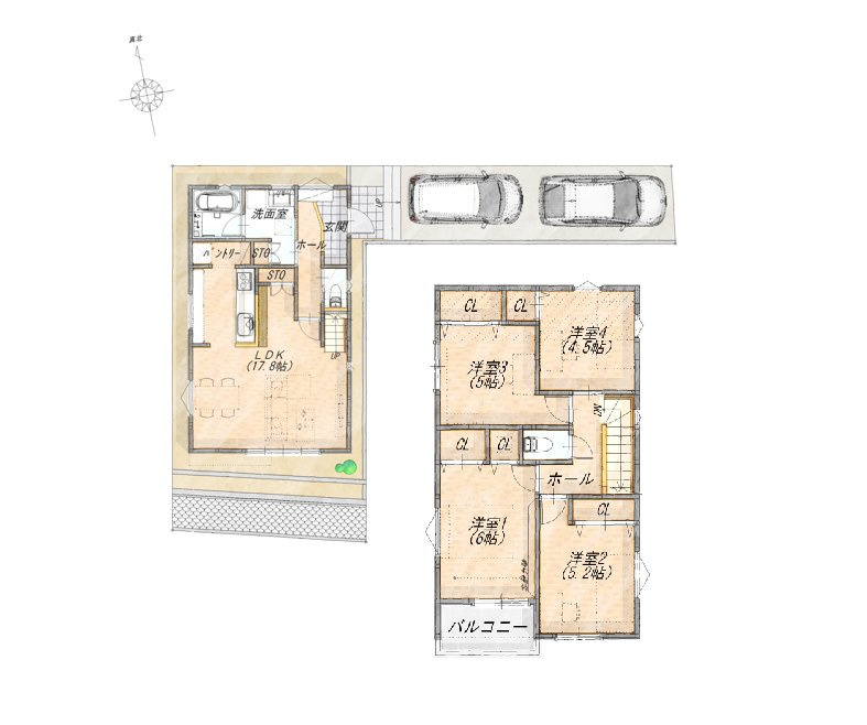 【横浜市南区六ツ川2丁目56-5全3棟新築戸建て】★仲介手数料無料★（別所小学校・六ツ川中学校） の間取り