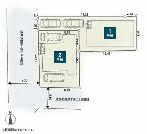 【仲介手数料０円】小田原市第１南町　新築一戸建て　全2棟の区画図|小田原市第１南町　新築一戸建て　全2棟