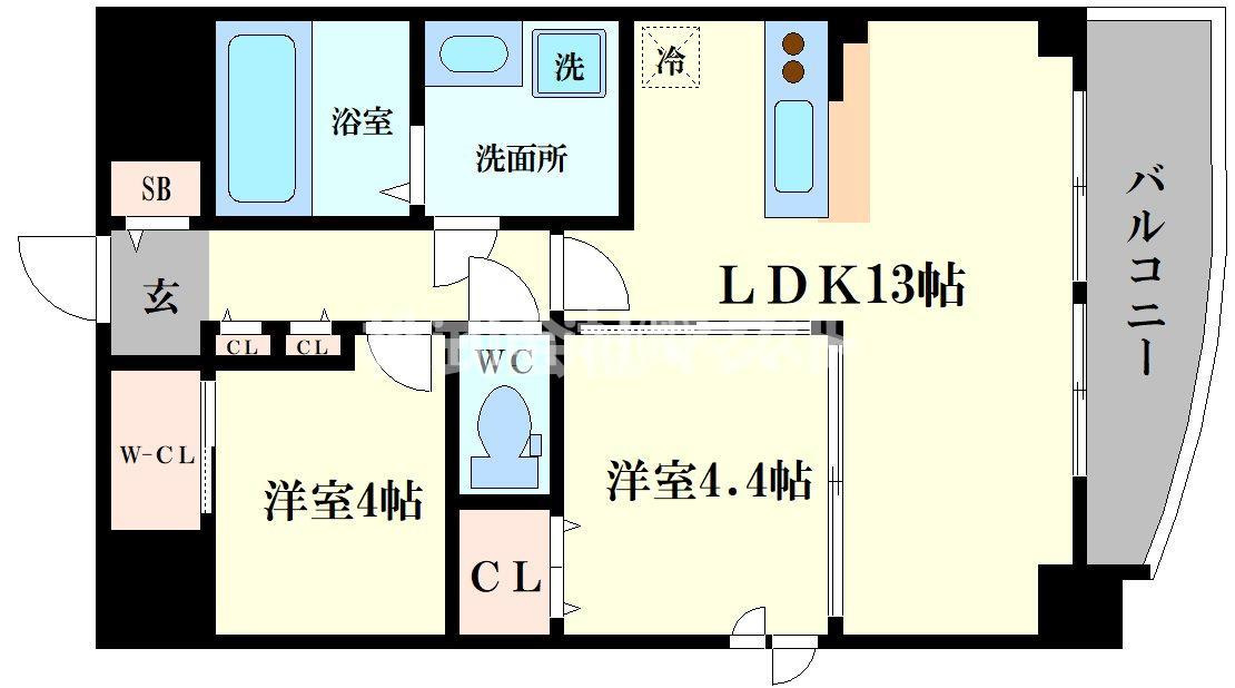 セレニテフラン難波の間取り