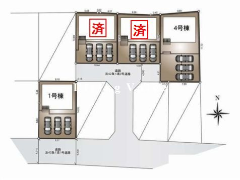 【区画図】 | 【仲介手数料０円】秦野市ひばりヶ丘第2　新築一戸建て　全4棟 | 秦野市ひばりヶ丘第2　新築一戸建て　全4棟