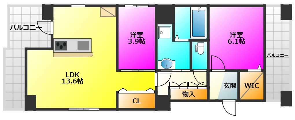 福岡市南区高宮３丁目の賃貸マンションの間取り
