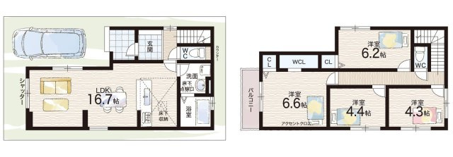 ★現地見学可能！★京都市伏見区深草仙石屋敷町　第1期　新築一戸建ての間取り|2号地