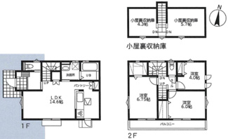 【間取り】 | 東大和市中央1丁目　新築戸建　【全2棟】
