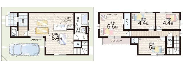 京都市伏見区深草仙石屋敷町　第1期　新築一戸建ての間取り|1号地