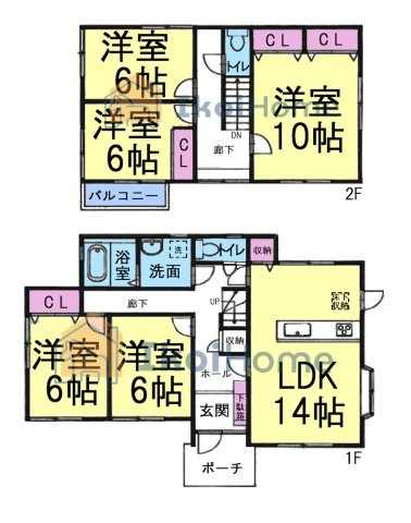 神戸市西区天が岡　中古戸建の間取り|●年中無休：当日予約可●南向きLDK14帖！全室6帖以上あり広々しております！