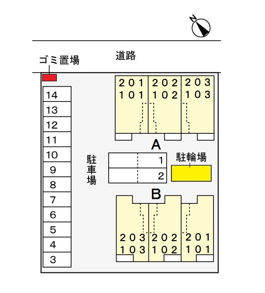 グランデ・コンフォート花水木Ａの区画図