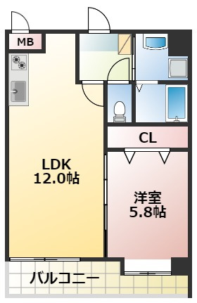 熊本市中央区大江６丁目の賃貸マンションの間取り