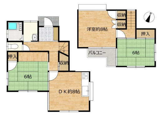 上尾市平塚　中古戸建の間取り|上尾市平塚　中古戸建・3DK・土地面積100.73m2・建物面積72.04m2