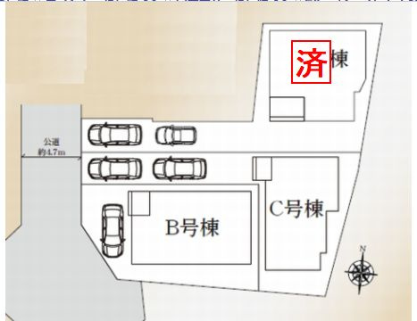 【仲介手数料０円】秦野市北矢名　新築一戸建て　全3棟の区画図|【仲介手数料０円】秦野市北矢名　新築一戸建て　全3棟
