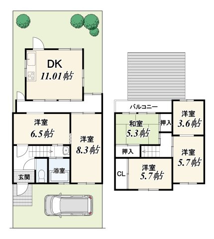 【ReDream】円明寺葛原の間取り|2199万円、6DK、土地面積118.8m2、建物面積106.75m2