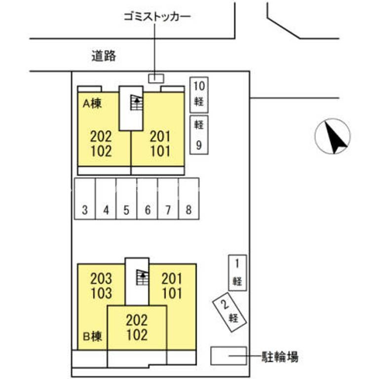 ルピナコートB※初期費用分割あと払いサービス利用可能物件の区画図