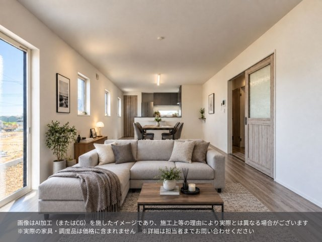 匝瑳市八日市場ロA区／太陽光発電システム付　新築一戸建の居間・リビング
