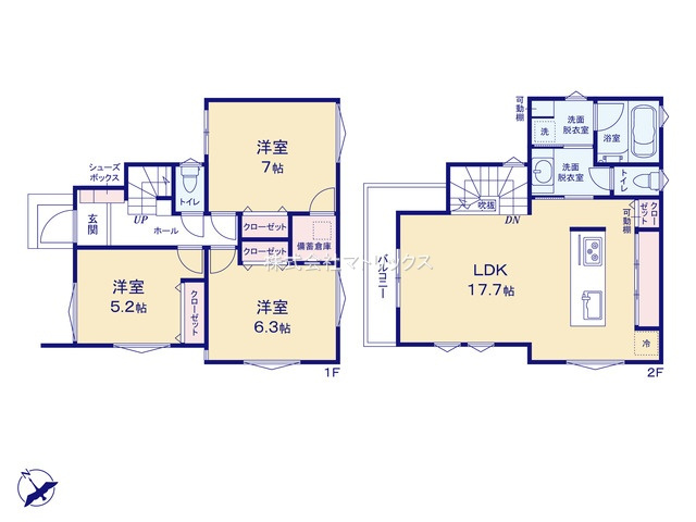 練馬区東大泉6丁目　印象的な外観　低層エリアの限定1棟の間取り|3LDK+パントリー+カースペース　敷地面積 85.12ｍ2　建物面積 86.81ｍ2