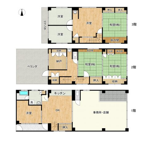 南区豊田四丁目　事務所・店舗付き住宅の間取り|間取図　※図面と現況が異なる場合は現況優先といたします。