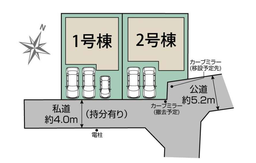 新築／志木市中宗岡１丁目の区画図|駐車スペースあり！（車種による）